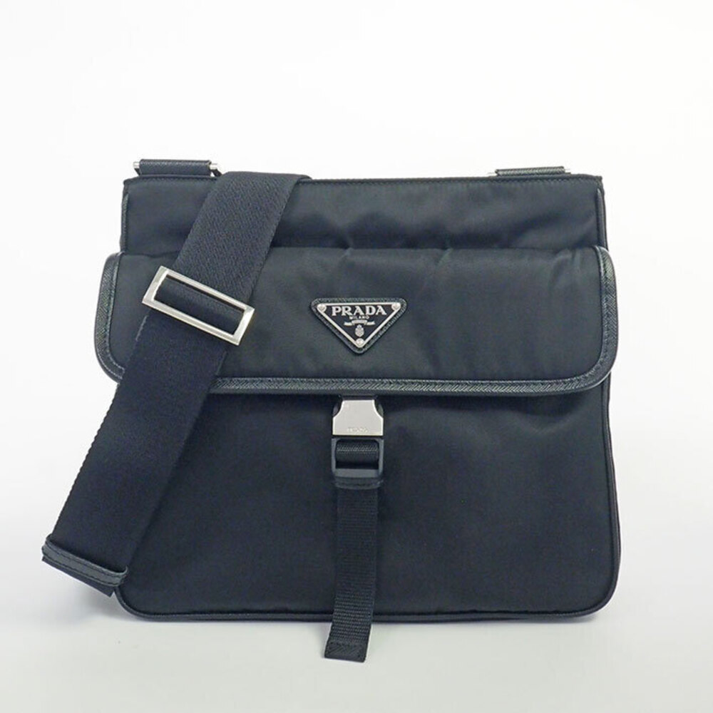 Prada Enamel Metal Triangle Logo Shoulder Bag